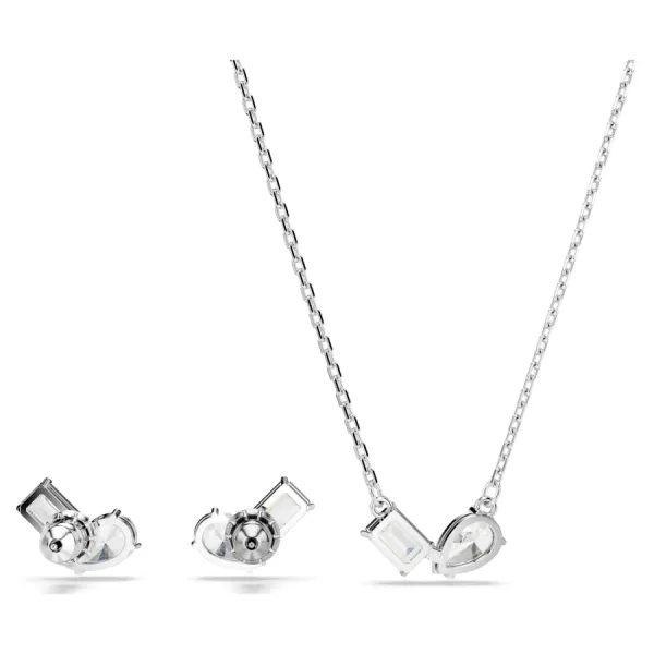 Set Dây Chuyền + Khuyên Tai Nữ Swarovski Mesmera Set Mixed Cuts, White, Rhodium Plated 5665829 Màu Trắng