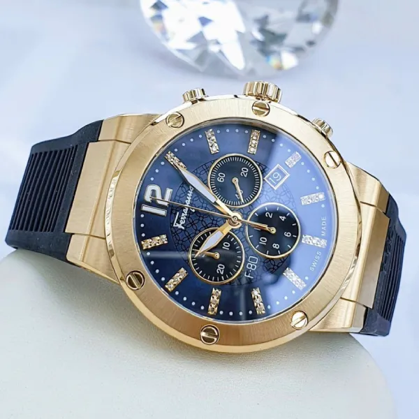 Set Đồng Hồ Salvatore Ferragamo F80 Diamond 44mm /33mm Màu Vàng Gold