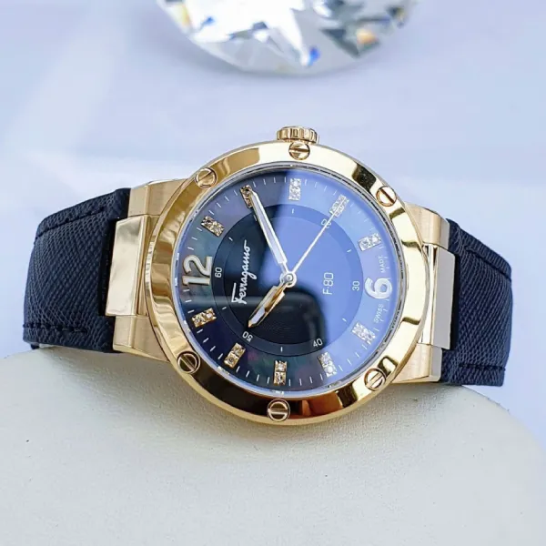 Set Đồng Hồ Salvatore Ferragamo F80 Diamond 44mm /33mm Màu Vàng Gold