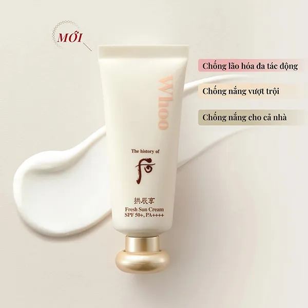 Set Kem Chống Nắng Whoo Gongjinhyang Fresh UV Protective Cream SPF50+/PA++++ 4 Món