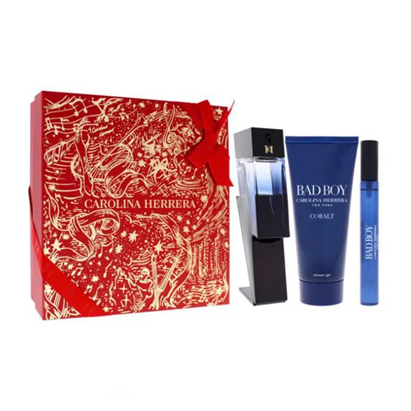 Set Nước Hoa Nam Carolina Herrera Bad Boy Cobalt EDP 100ml + 10ml Và Sữa Tắm Shower Gel 100ml Gift 3 Món