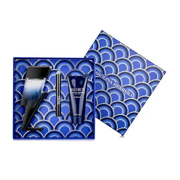 Set Nước Hoa Nam Carolina Herrera Bad Boy Cobalt Electrique 3 Món (EDP 100ml + EDP Mini 10ml + Sữa Tắm 100ml)