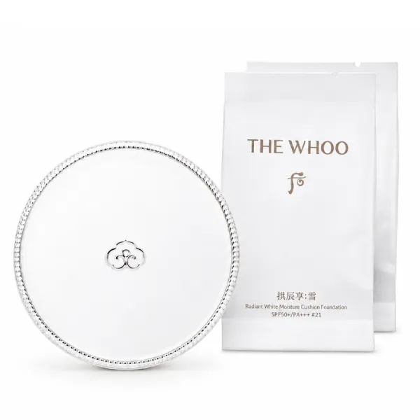 Set Phấn Nước Whoo Radiant White Moisture Cushion Foundation Kèm 2 Lõi Tone 21