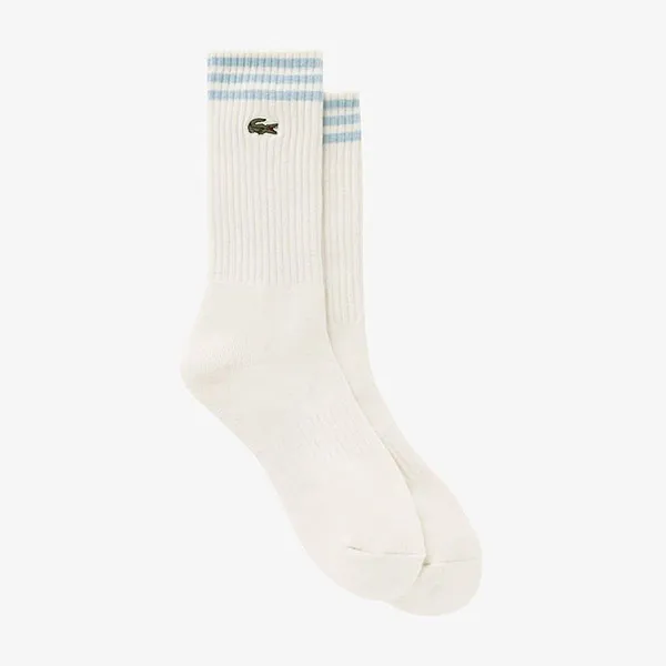 Set Tất Và Băng Đeo Cổ Tay Unisex Lacoste Sports Wristband + Socks Gift RL001E 56G J2G Màu Trắng/ Xanh Dương Size T6