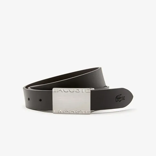Set Thắt Lưng Nam Lacoste Men's 2-Buckle Belt Smooth Leather RC4060 - 371 Màu Đen Size 110