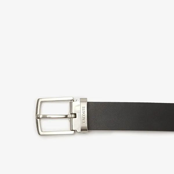 Set Thắt Lưng Nam Lacoste Men's 2-Buckle Belt Smooth Leather RC4060 - 371 Màu Đen Size 110