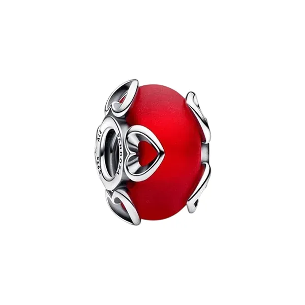 Set Vòng Đeo Tay + Hạt Vòng Charm Pandora Pandora 590792C00 + 792497C01 Màu Đỏ Bạc Size 18
