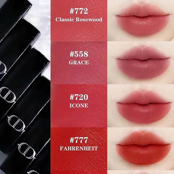 Son Lì Dior Rouge Dior Couture Velvet 720 Icone Màu Đỏ Hồng Đất Mini 1.5g