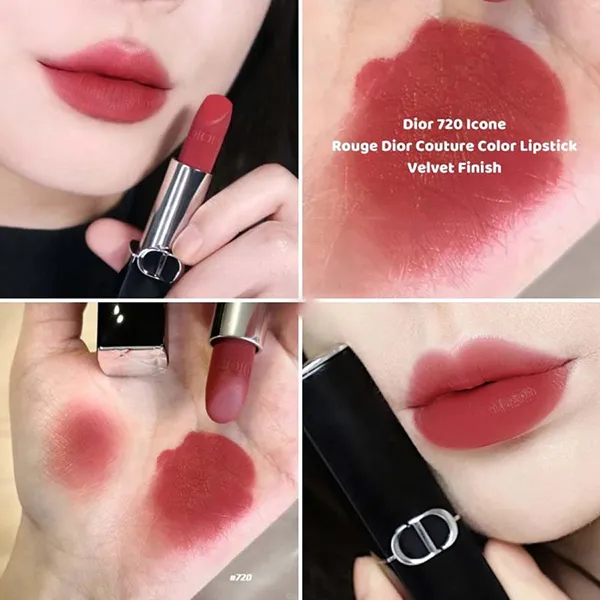 Son Lì Dior Rouge Dior Couture Velvet 720 Icone Màu Đỏ Hồng Đất Mini 1.5g
