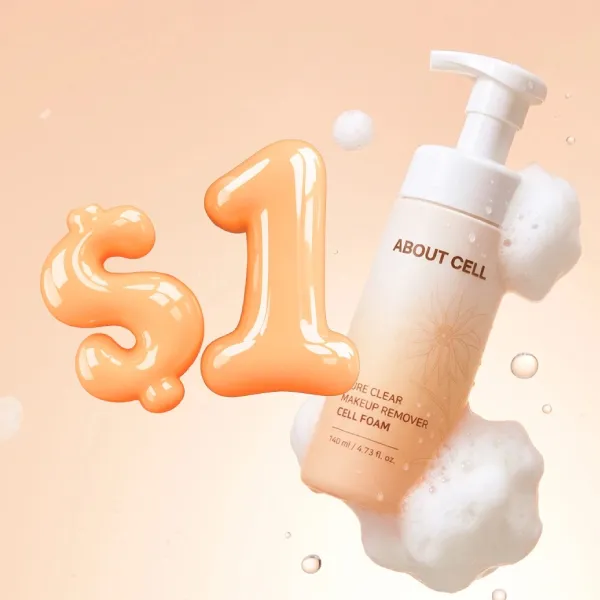 Tẩy Trang Dạng Bọt Làm Sạch Sâu Làm Sạch Sâu About Cell Pure Clear Makeup Remover Cell Foam 140ml