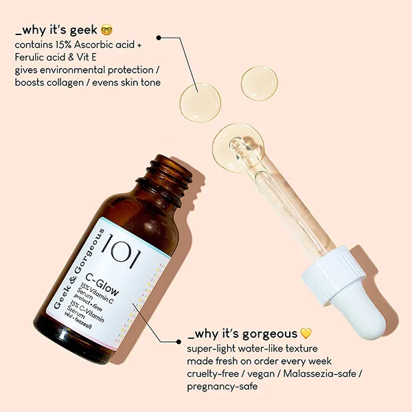 Tinh Chất Làm Sáng, Hỗ Trợ Làm Đều Màu Da Geek & Gorgeous C-Glow 30ml