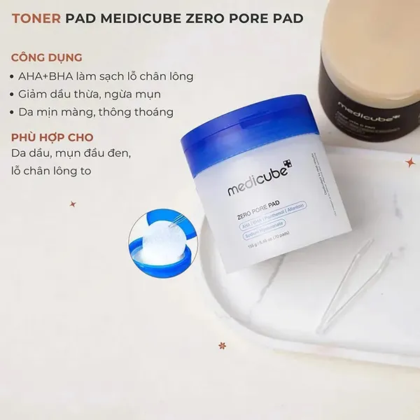 Toner Pad Hỗ Trợ Thu Nhỏ Lỗ Chân Lông Và Kiểm Soát Bã Nhờn Medicube Zero Pore Pad 155g/70 Miếng