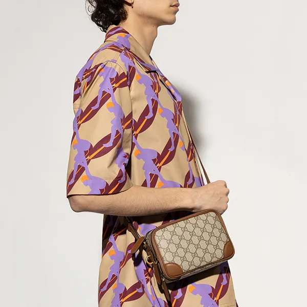Túi Đeo Chéo Gucci GG Embossed Mini Bag 821217 FAED3-9786 Màu Be/Nâu