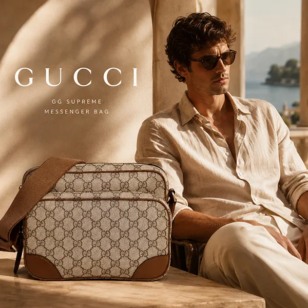 Túi Đeo Chéo Nam Gucci Embossed Super Mini Bag Beige 7895BAC7397AAFGS Màu Xám - Nâu