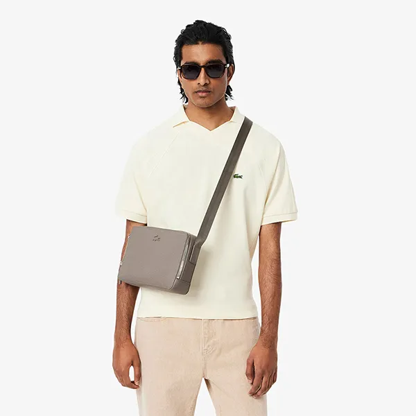 Túi Đeo Chéo Nam Lacoste Chantaco Piqué Leather Reporter Bag NH3270CE Q80 Màu Nâu