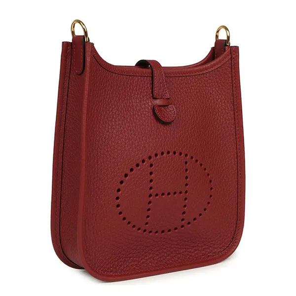 Túi Đeo Chéo Nữ Hermès Evelyne TPM Rouge H Clemence Gold Hardware Màu Đỏ