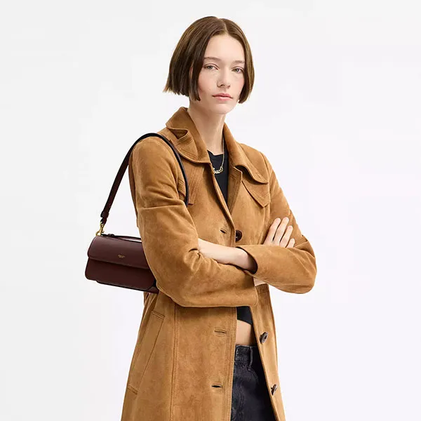 Túi Đeo Vai Nữ Coach Elora Top Handle Leather Satchel Bag CCY30 Màu Nâu Đậm