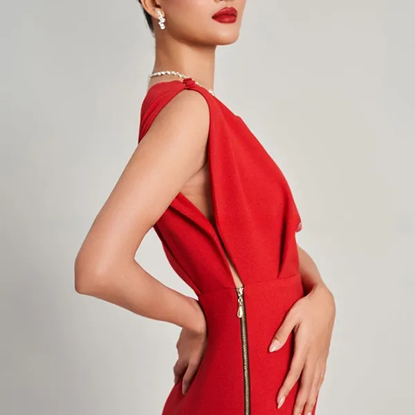 Váy Body Nữ F2 Fashion & Freedom Golden Girl Red Silk Dress D663-DO-S-1122 Màu Đỏ Size S