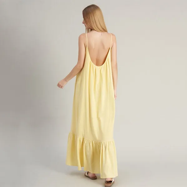 Váy Hai Dây Linen Nữ F2 Fashion & Freedom DT-D670-VN-S-0323 Màu Vàng Nhạt Size S