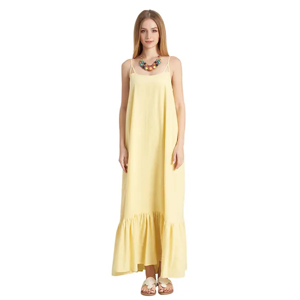 Váy Hai Dây Linen Nữ F2 Fashion & Freedom DT-D670-VN-S-0323 Màu Vàng Nhạt Size S