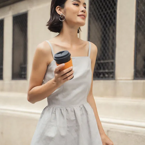 Váy Hai Dây Nữ F2 Fashion & Freedom Linen Becoming Unveil D525-X-S-0621 Màu Xám Size S