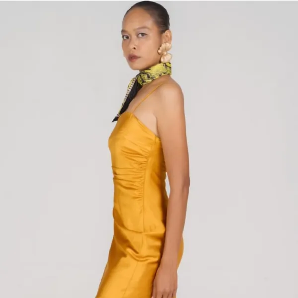 Váy Liền Hai Dây Lụa Nữ F2 Fashion & Freedom New Linen New Horizon D591-V-S-0322 Màu Vàng Size S
