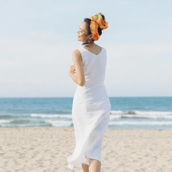 Váy Liền Nữ F2 Fashion & Freedom Linen After SunSet D436-T-S-0620 Màu Trắng Size S