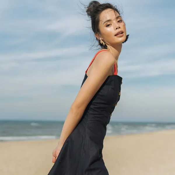 Váy Liền Nữ F2 Fashion & Freedom Linen After SunSet D440-XD-S-0620 Màu Xanh Size S