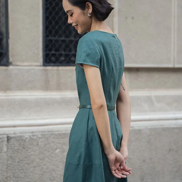 Váy Liền Nữ F2 Fashion & Freedom Linen Becoming Unveil D521-XCV-S-0521 Màu Xanh Cổ Vịt Size S