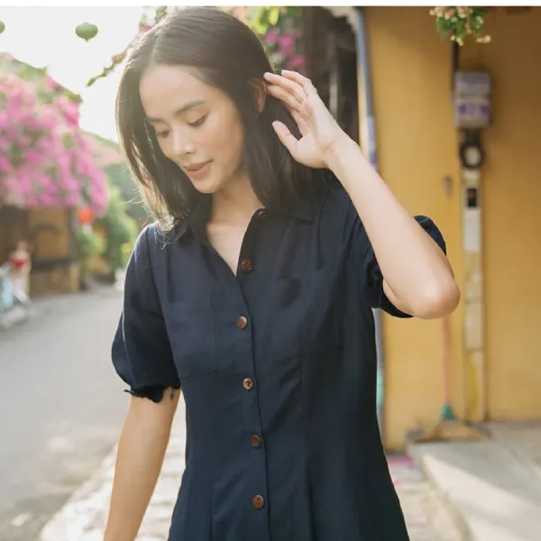 Váy Liền Nữ F2 Fashion & Freedom Linen Modern Meets Heritage D435-XD-S-0620 Màu Xanh Dương Size S
