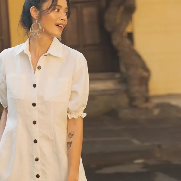 Váy Liền Nữ F2 Fashion & Freedom Linen Modern Meets Heritage D435-T-S-0620 Màu Trắng Size S