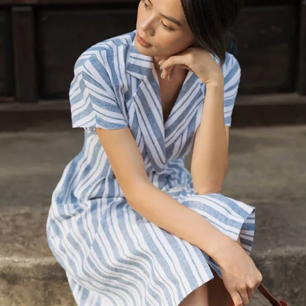 Váy Liền Nữ F2 Fashion & Freedom Linen Modern Meets Heritage D411-XST-S-0620 Màu Xanh Size S