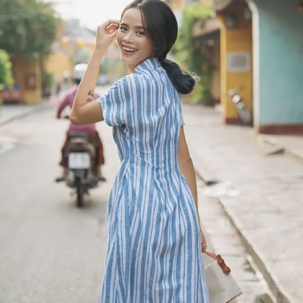 Váy Liền Nữ F2 Fashion & Freedom Linen Modern Meets Heritage D411-XST-S-0620 Màu Xanh Size S