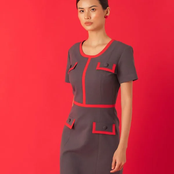 Váy Liền Nữ F2 Fashion & Freedom Ruby Key Colour Trends D548-XD-S-1021 Màu Xám Đỏ Size S