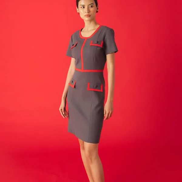 Váy Liền Nữ F2 Fashion & Freedom Ruby Key Colour Trends D548-XD-S-1021 Màu Xám Đỏ Size S