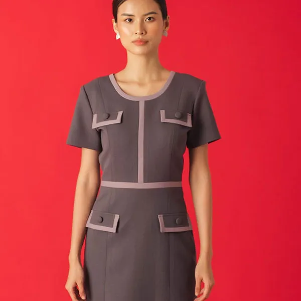Váy Liền Nữ F2 Fashion & Freedom Ruby Key Colour Trends D548-XT-S-1021 Màu Xám Tím Size S