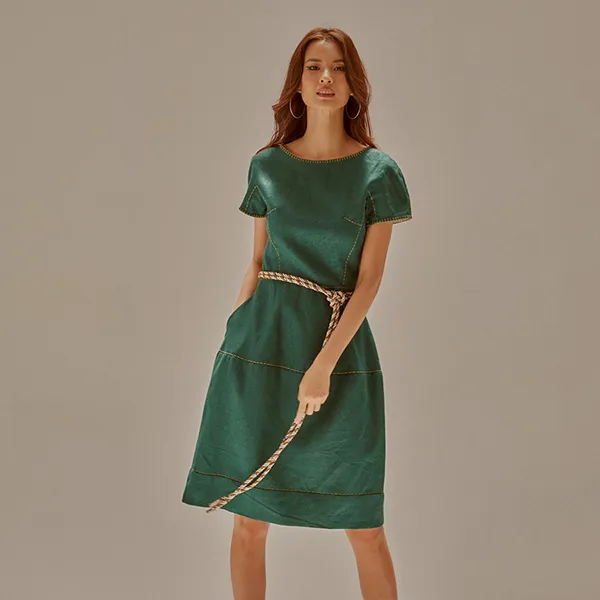 Váy Linen Nữ F2 Fashion & Freedom Becoming Unveil D521-XCN-S-0721 Màu Xanh Cổ Vịt Size S