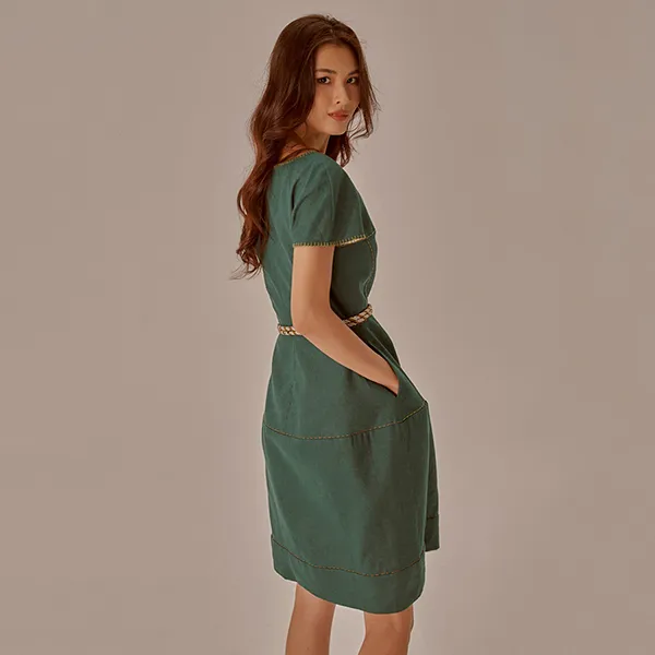 Váy Linen Nữ F2 Fashion & Freedom Becoming Unveil D521-XCN-S-0721 Màu Xanh Cổ Vịt Size S