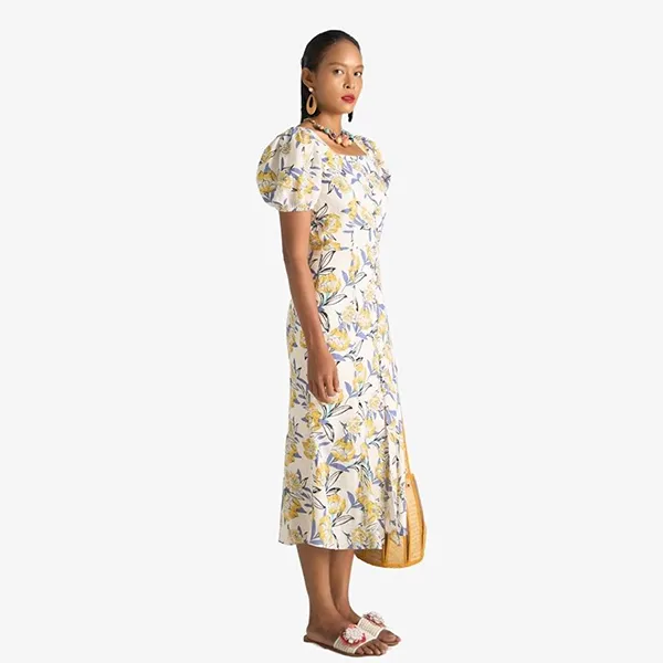 Váy Linen Nữ F2 Fashion & Freedom Bright And Shine D627-TV-S-0622 Màu Trắng/Vàng Size S