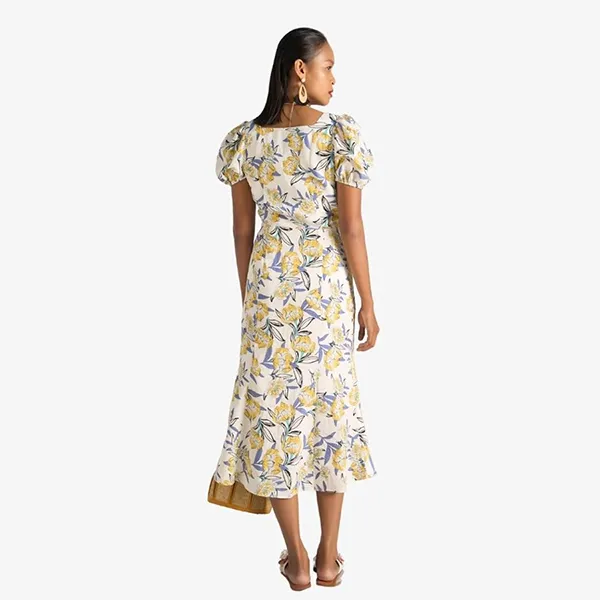 Váy Linen Nữ F2 Fashion & Freedom Bright And Shine D627-TV-S-0622 Màu Trắng/Vàng Size S