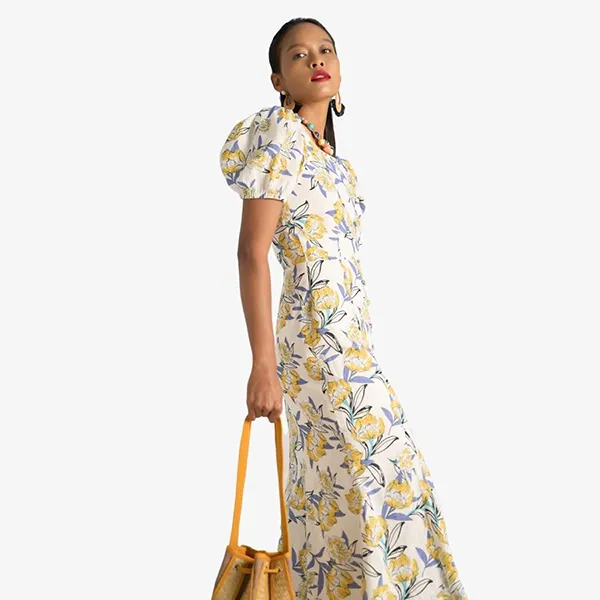 Váy Linen Nữ F2 Fashion & Freedom Bright And Shine D627-TV-S-0622 Màu Trắng/Vàng Size S