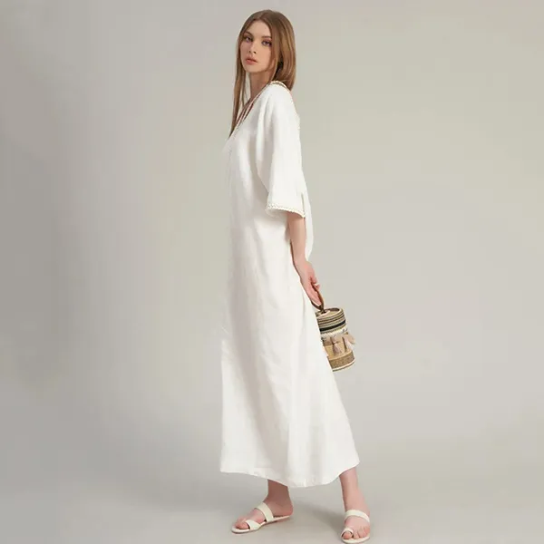 Váy Linen Nữ F2 Fashion & Freedom De Soleil DT-D705-T-S-0323 Màu Trắng Size S