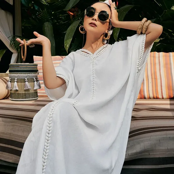 Váy Linen Nữ F2 Fashion & Freedom De Soleil DT-D705-T-S-0323 Màu Trắng Size S