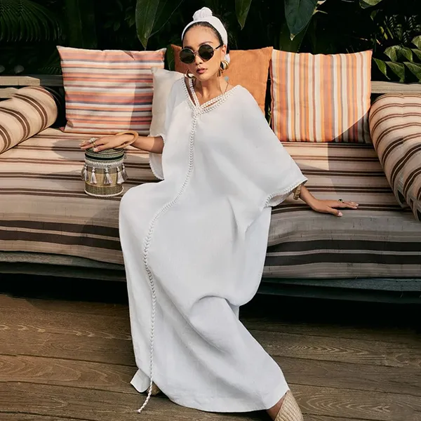 Váy Linen Nữ F2 Fashion & Freedom De Soleil DT-D705-T-S-0323 Màu Trắng Size S