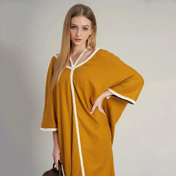 Váy Linen Nữ F2 Fashion & Freedom De Soleil DT-D705-VN-S-0323 Màu Vàng Size S
