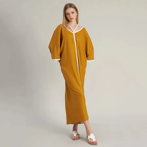 Váy Linen Nữ F2 Fashion & Freedom De Soleil DT-D705-VN-S-0323 Màu Vàng Size S