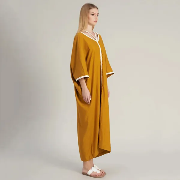 Váy Linen Nữ F2 Fashion & Freedom De Soleil DT-D705-VN-S-0323 Màu Vàng Size S