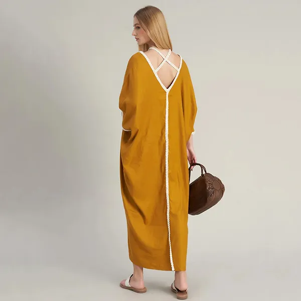 Váy Linen Nữ F2 Fashion & Freedom De Soleil DT-D705-VN-S-0323 Màu Vàng Size S