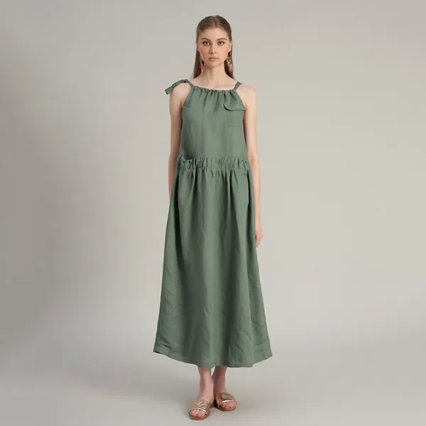 Váy Linen Nữ F2 Fashion & Freedom Holiday Vibes D364-XR-S-0323 Màu Xanh Rêu Size S