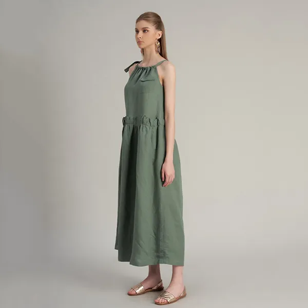 Váy Linen Nữ F2 Fashion & Freedom Holiday Vibes D364-XR-S-0323 Màu Xanh Rêu Size S